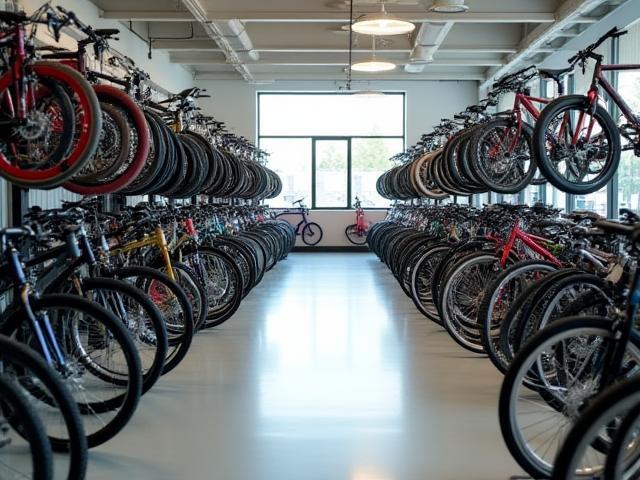 Bikes displayed inside the shop