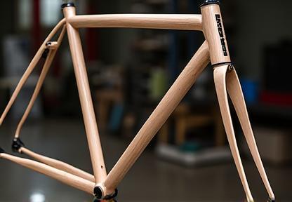 Custom built bike frame being assembled