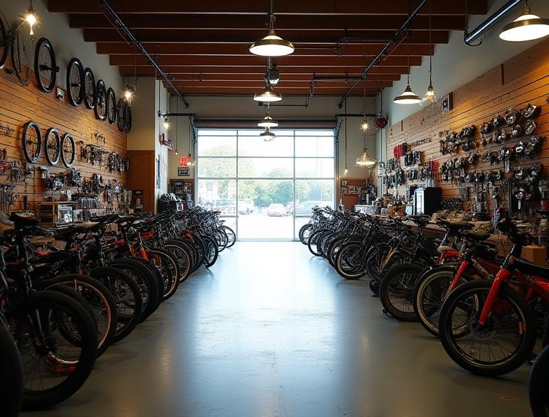 Interior view of De Stadsfiets bike shop with bikes displayed
